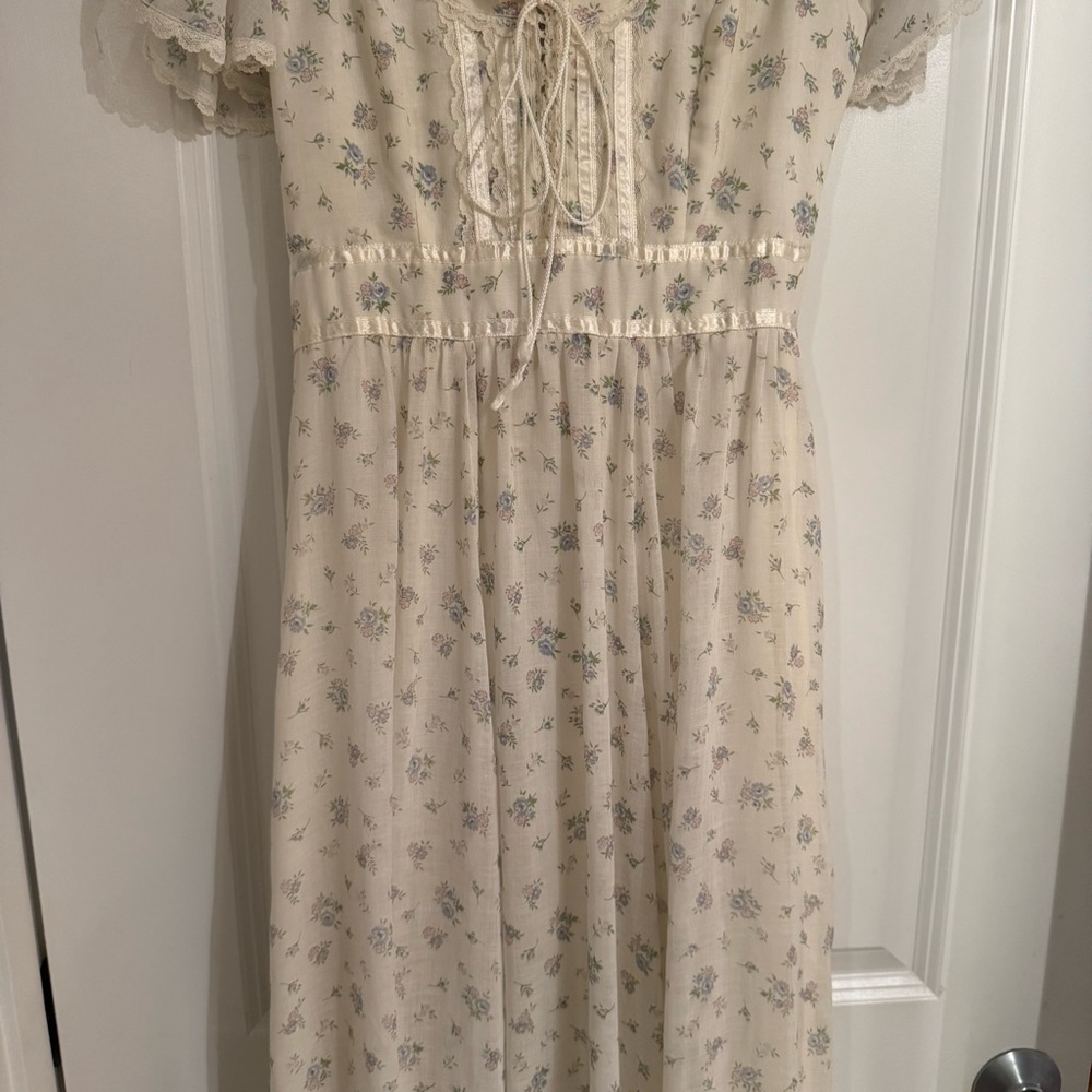 Gunne Sax Cream Floral Maxi Dress by Jessica San Francisco - Picture 3 of 9
